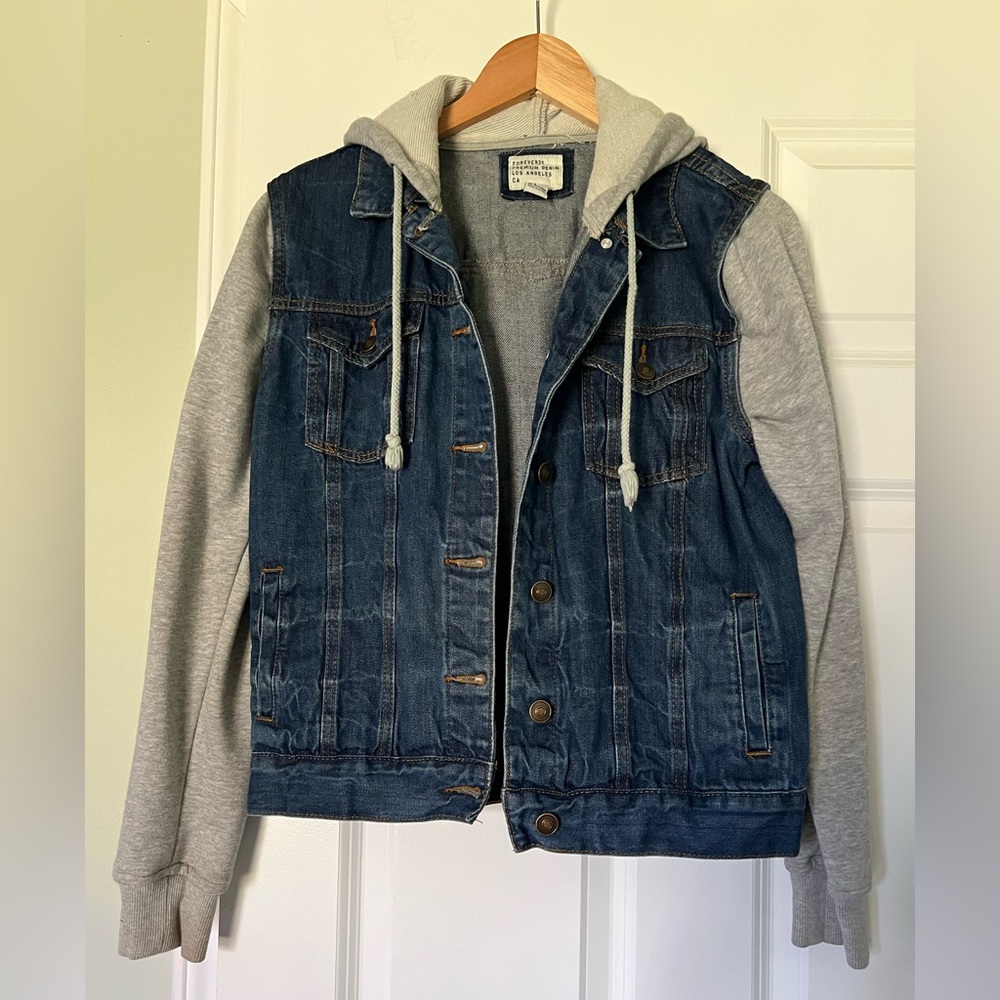 Forever 21 Denim Hoodie Jacket VINTAGE